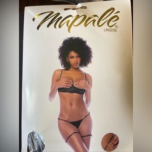 Mapale Open Cups Chain Harness Teddy Black Rose Gold One Size